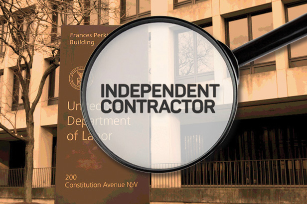 independent contractor with Department of Labor in background
