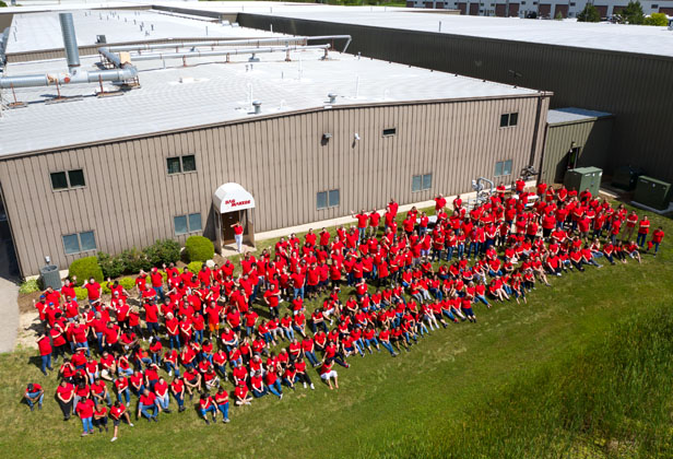 Bagmakers employees, overhead view
