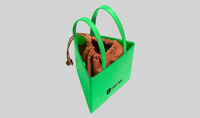 Neon green triangle bag