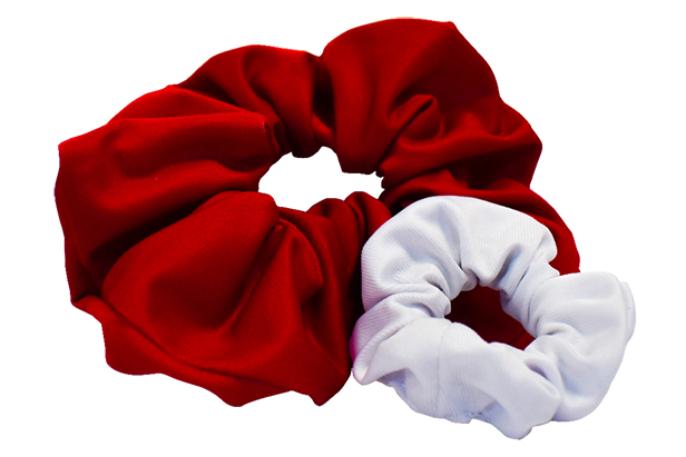 red and white scrunchies