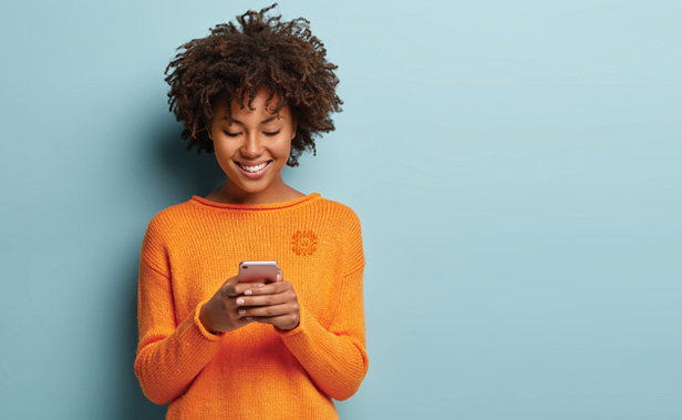 woman looking at phone