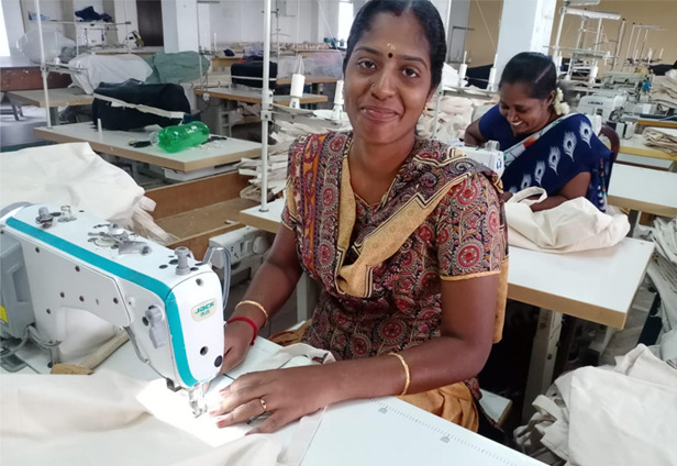 woman working at sewing machine