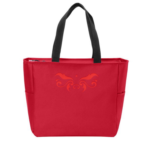 red zippered tote