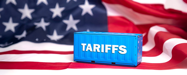tariff cargo container, American flag