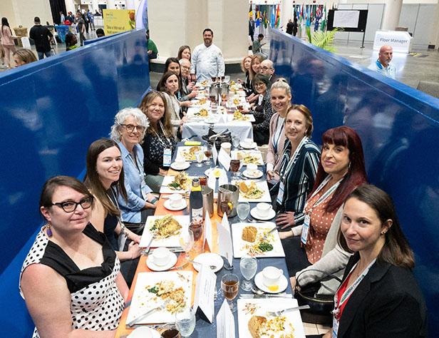 Zero Waste meal, people at dinner table in restaurant