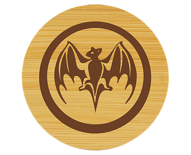 bamboo coaster with imprint of bat