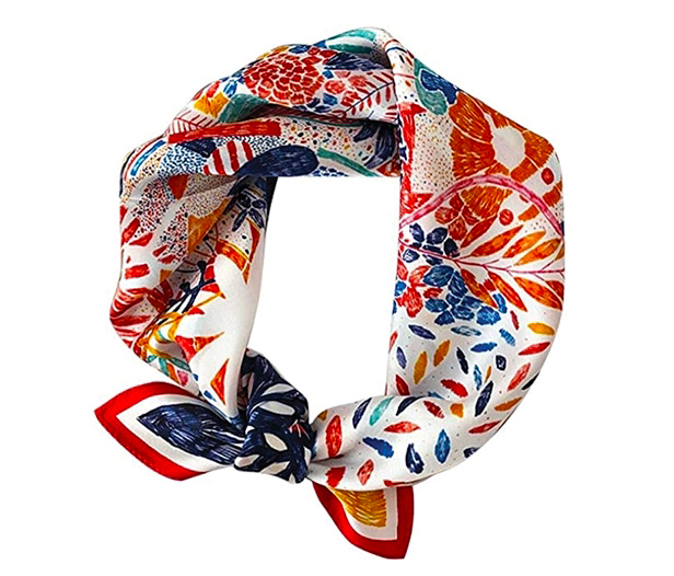 colorful-printed silk neck scarf