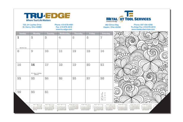 coloring book desk calendar