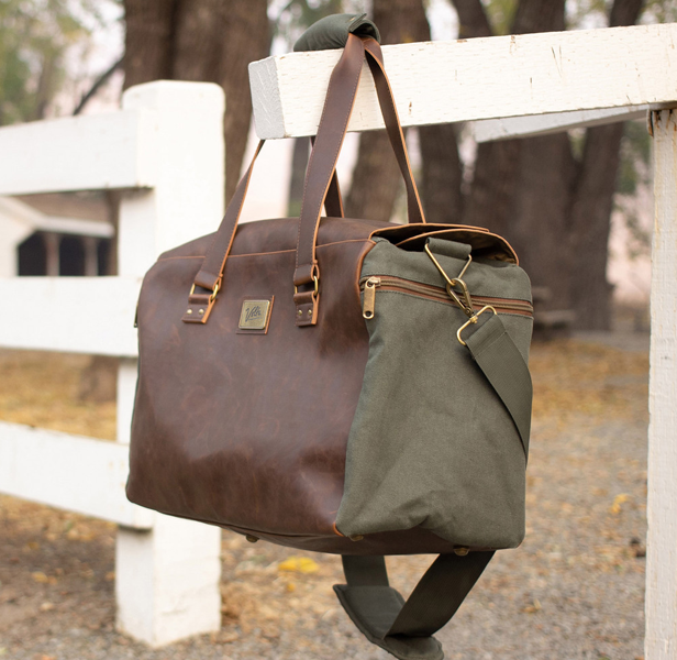 Vegan Leather and Cotton Canvas Bag