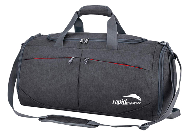 gray duffel