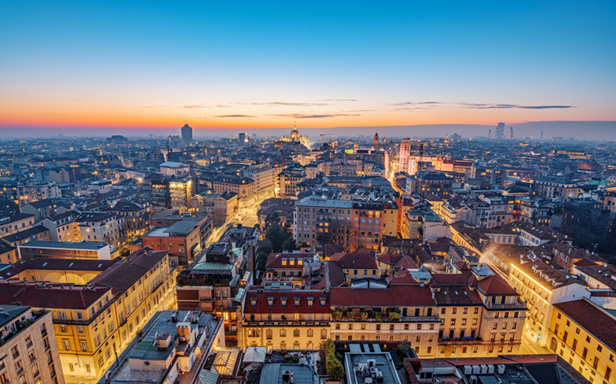 aerial view of Milan, Italy
