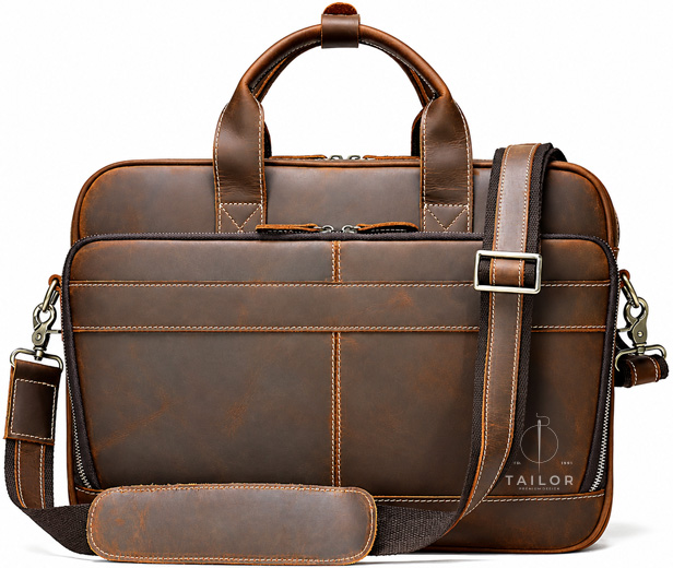 Crazy Horse-style leather with stitched accents