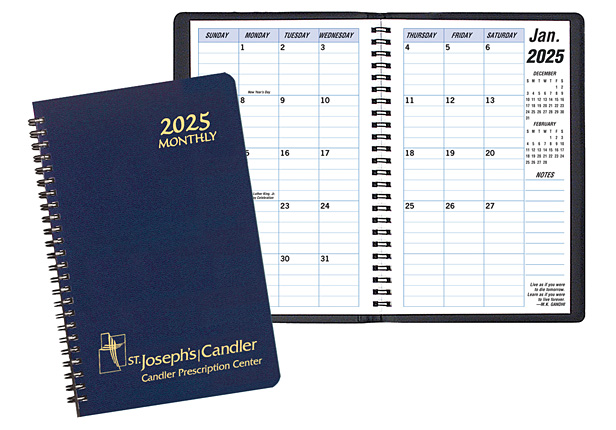 5.5” x 8.5” wire-bound monthly planner