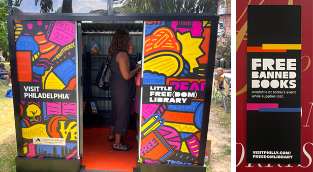 Freedom pop-up library and bookmark