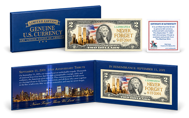 commemorative $2 bill honoring the victims of 9/11