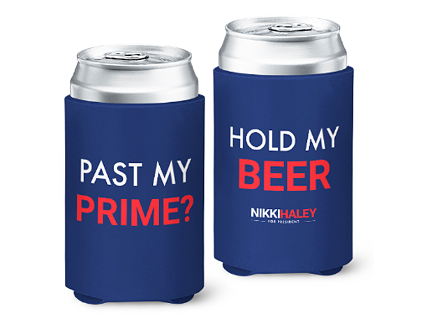 Nikki Haley campaign merch beer coolers