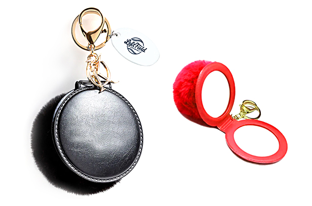 pompom mirror key chain