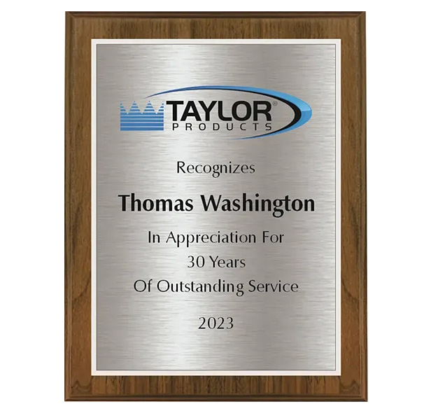 Walnut Plaque With Silver Plate