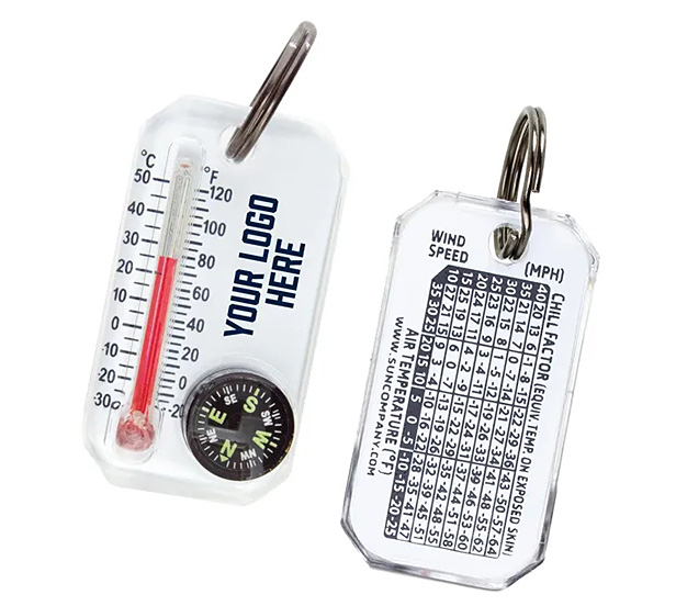 Thermometer & Compass Keychain