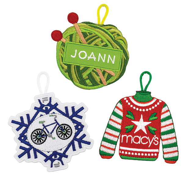 embroidered holiday ornaments