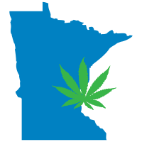 Minnesota map icon with weed plant overlaid