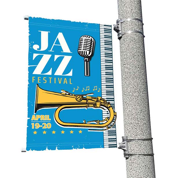 Double-sided street pole banner