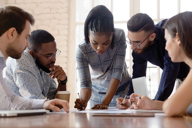 diverse group of young professionals