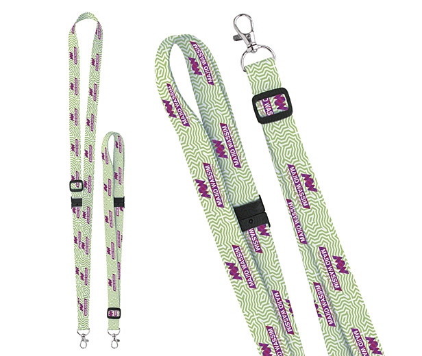 adjustable lanyard, green & purple