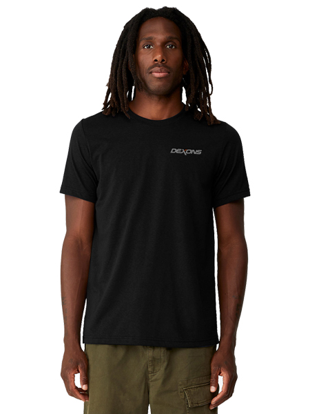 man wearing black t-shirt