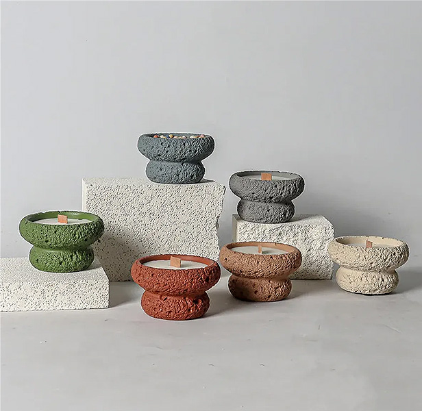 Scented Candle in Cement Bowl